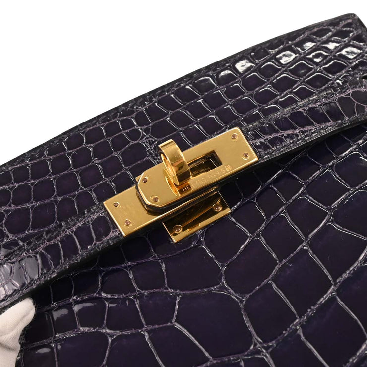 Hermes Raisin Alligator Kelly Sport PM Shoulder Bag X8 Circle:X 166693