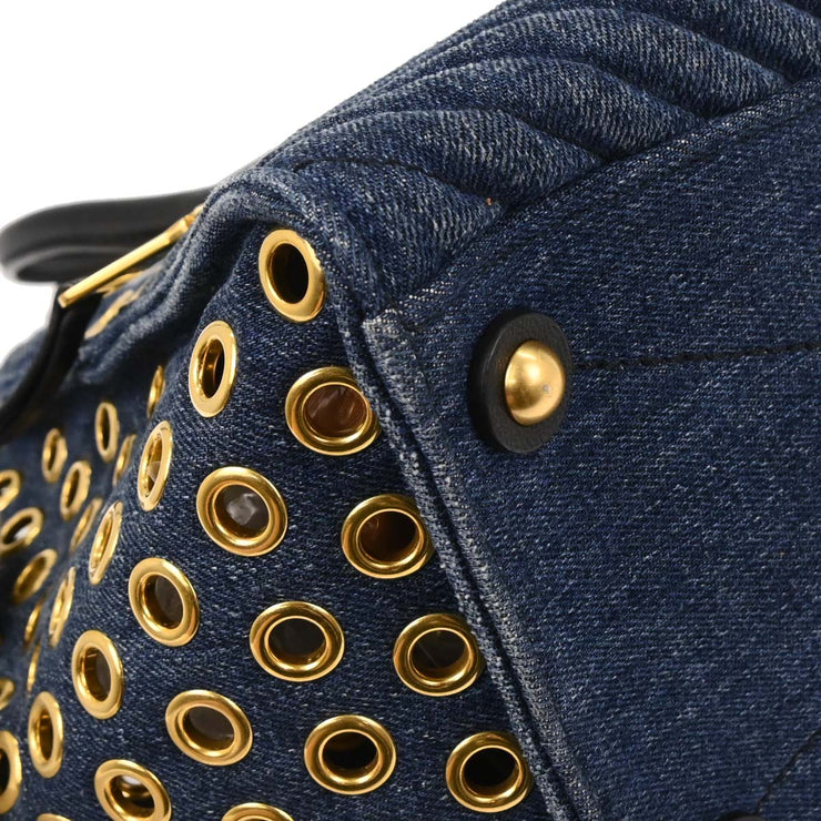Miu Miu Navy Denim Biker Tote Bag R1032V 53 166694