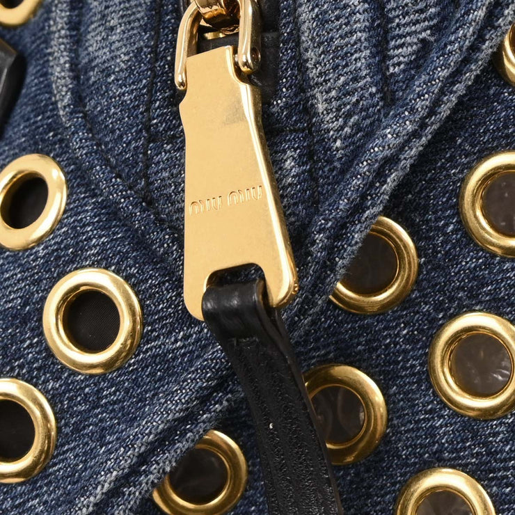 Miu Miu Navy Denim Biker Tote Bag R1032V 53 166694