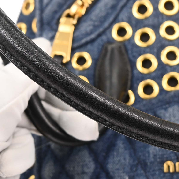 Miu Miu Navy Denim Biker Tote Bag R1032V 53 166694