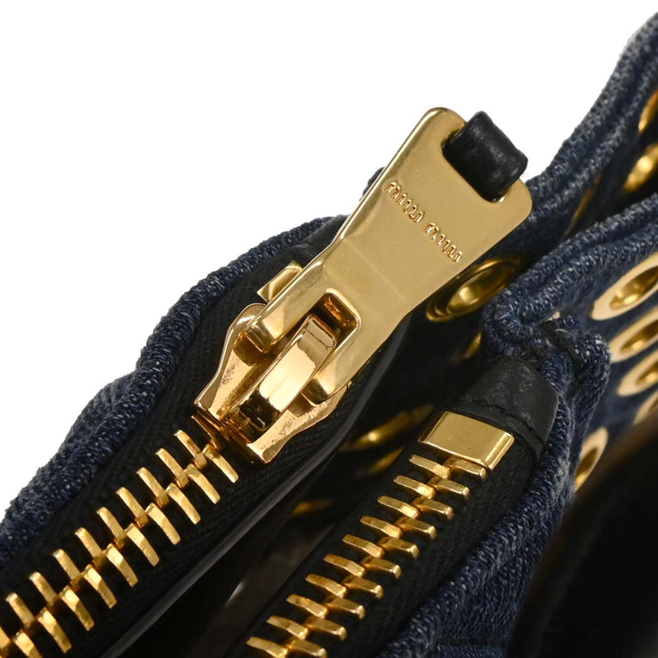 Miu Miu Navy Denim Biker Tote Bag R1032V 53 166694