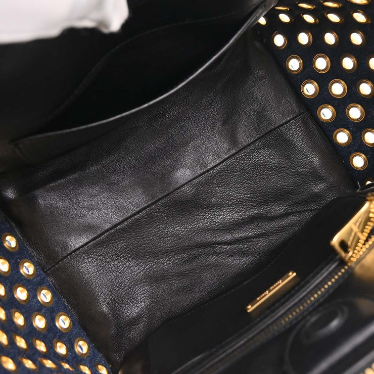 Miu Miu Navy Denim Biker Tote Bag R1032V 53 166694