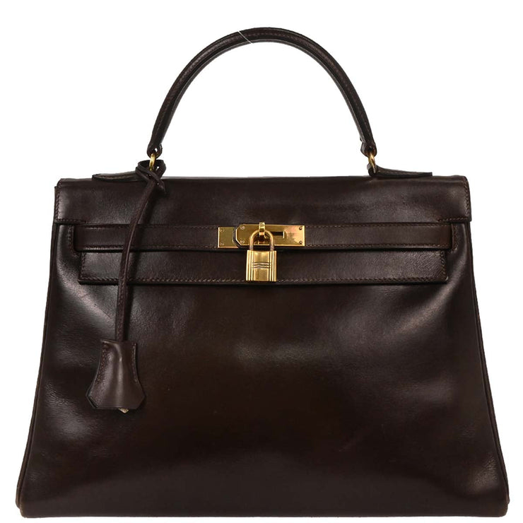 Hermes Cacao Box Calf Kelly 32 Retourne Handbag Square:B 166695