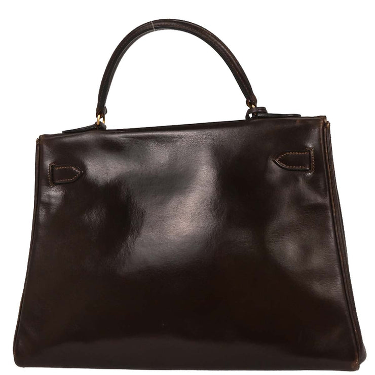 Hermes Cacao Box Calf Kelly 32 Retourne Handbag Square:B 166695