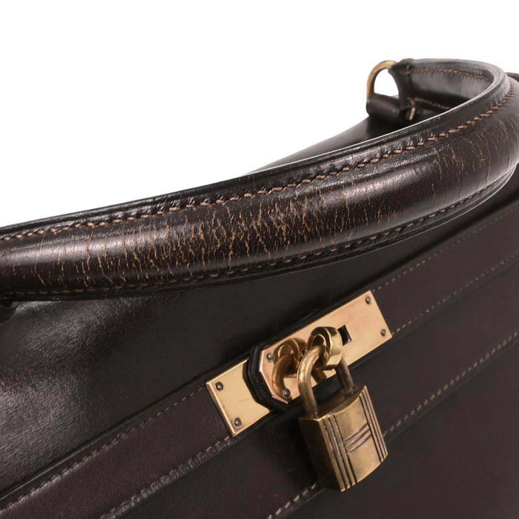 Hermes Cacao Box Calf Kelly 32 Retourne Handbag Square:B 166695