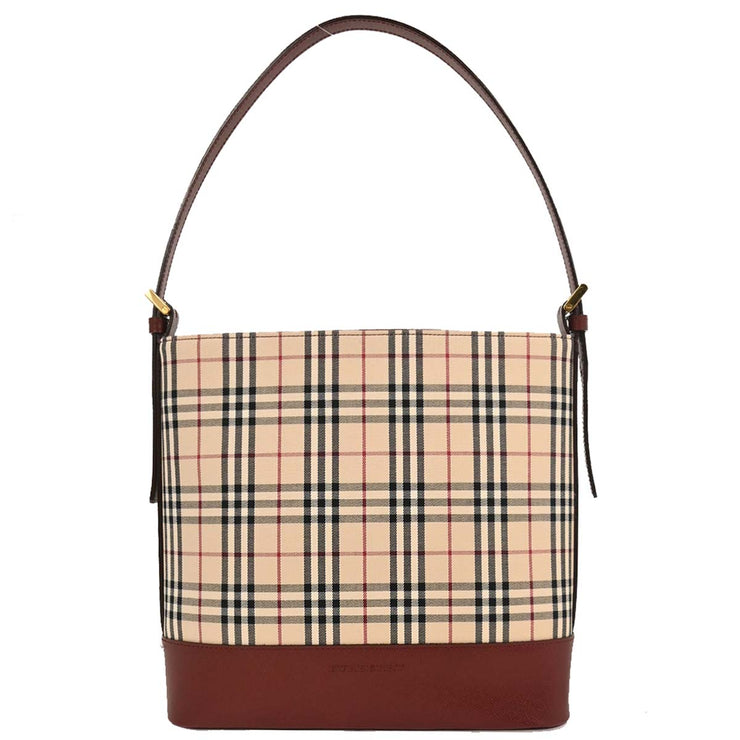 Burberry Beige Bordeaux Burberry Check Shoulder Bag 166698