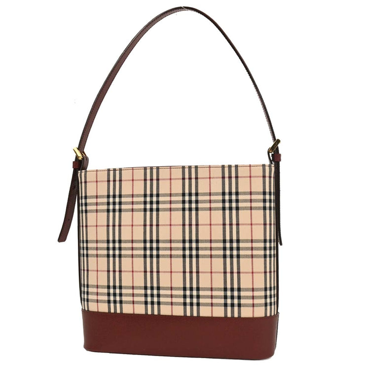 Burberry Beige Bordeaux Burberry Check Shoulder Bag 166698