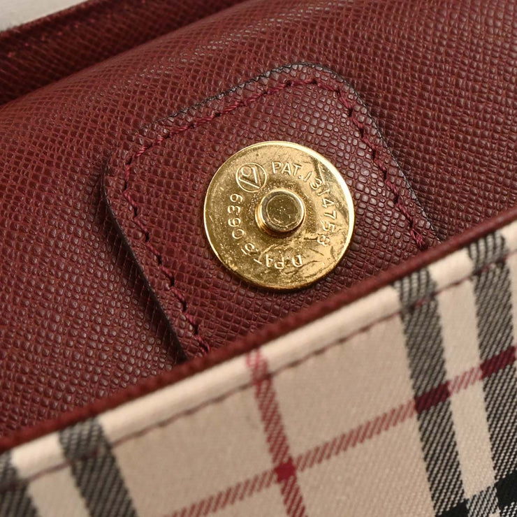 Burberry Beige Bordeaux Burberry Check Shoulder Bag 166698
