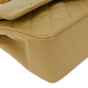 Chanel Beige Lambskin Small Classic Double Flap Shoulder Bag 166705