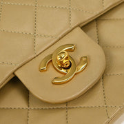 Chanel Beige Lambskin Small Classic Double Flap Shoulder Bag 166705