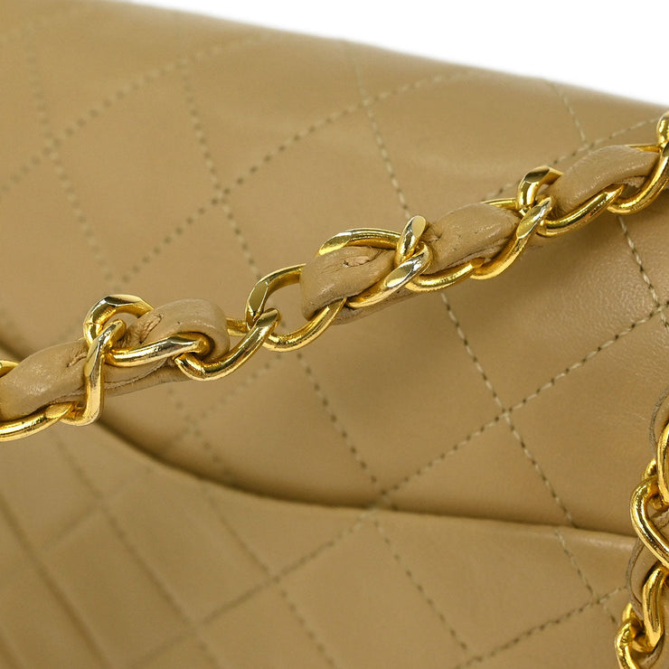 Chanel Beige Lambskin Small Classic Double Flap Shoulder Bag 166705