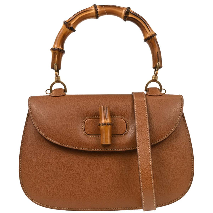 Gucci Brown Pigskin Bamboo 2way Handbag 000¥926¥0633 166711
