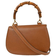 Gucci Brown Pigskin Bamboo 2way Handbag 000¥926¥0633 166711