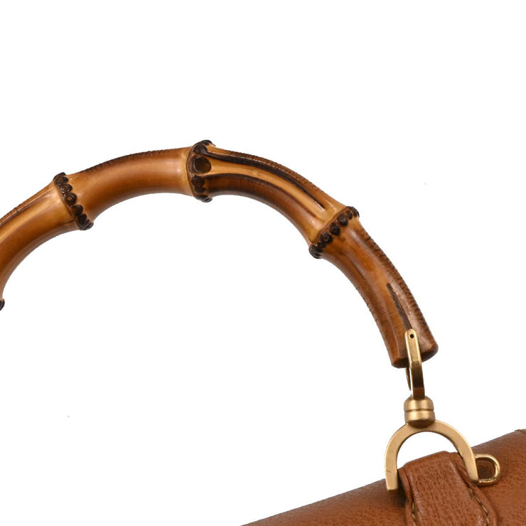 Gucci Brown Pigskin Bamboo 2way Handbag 000¥926¥0633 166711