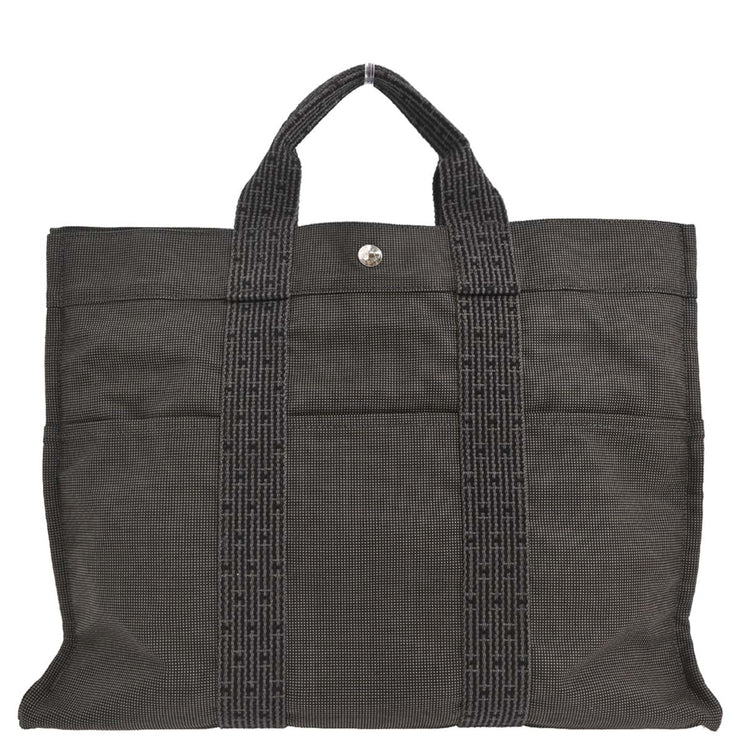 Hermes Gray Canvas Herline Tote MM Handbag 166719
