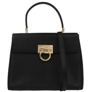 Salvatore Ferragamo Black Gancini 2way Handbag AF-21 0290 166730