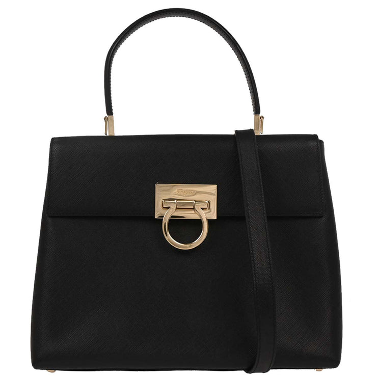 Salvatore Ferragamo Black Gancini 2way Handbag AF-21 0290 166730