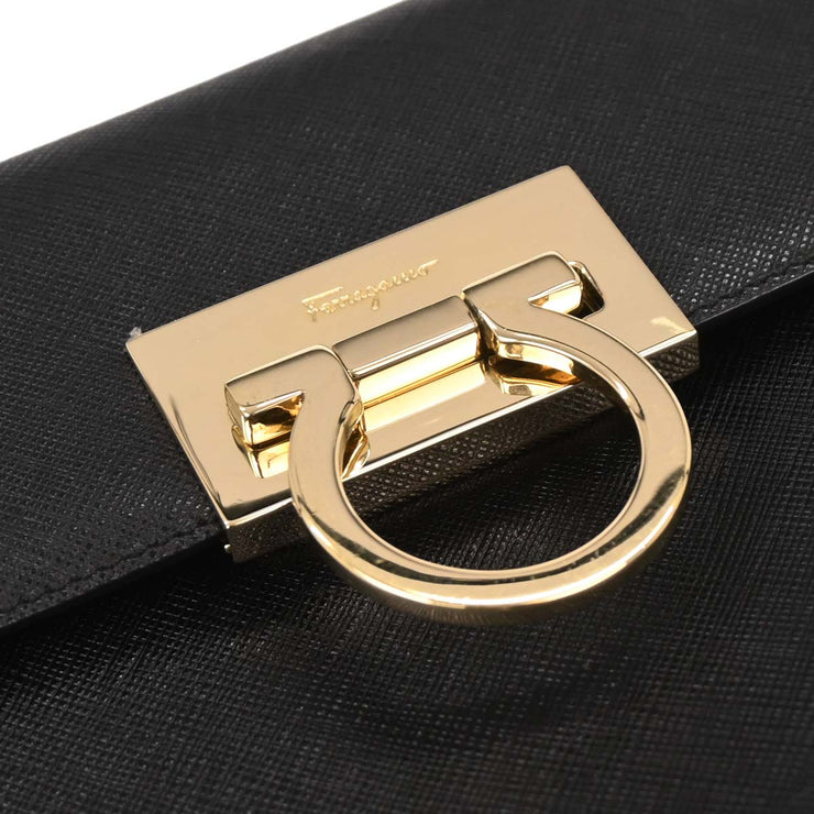 Salvatore Ferragamo Black Gancini 2way Handbag AF-21 0290 166730