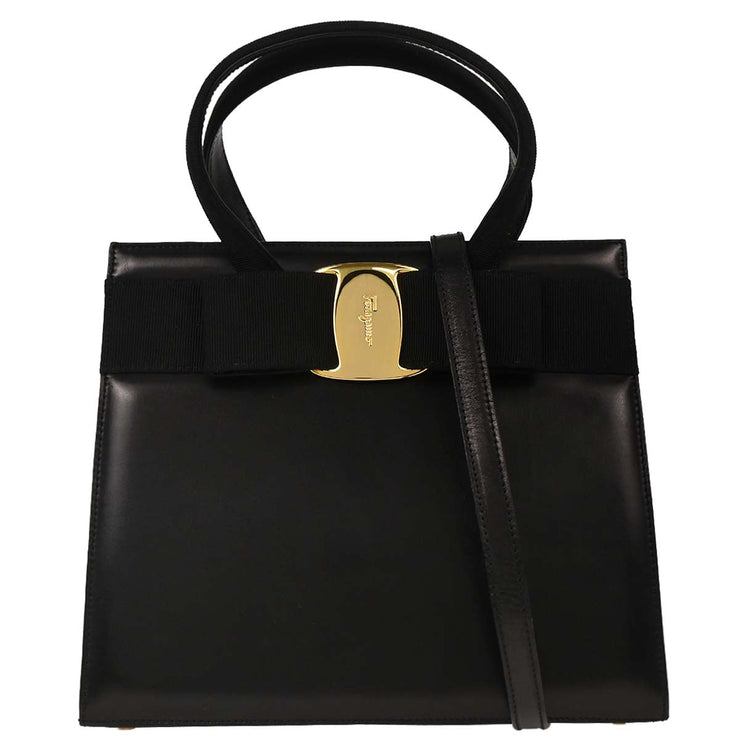 Salvatore Ferragamo Black Vara Bow 2way Handbag AQ-214178 166731