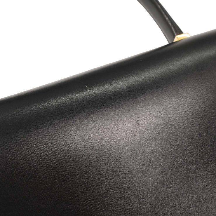 Hermes Black Box Calf Piano Handbag P Circle:U X 166738