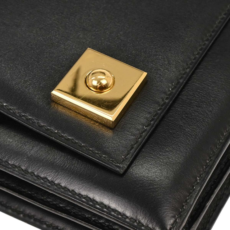 Hermes Black Box Calf Piano Handbag P Circle:U X 166738