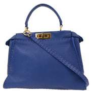 Fendi Blue Leather Peekaboo 2way Handbag 8BN226-8DD-158-0501 166744