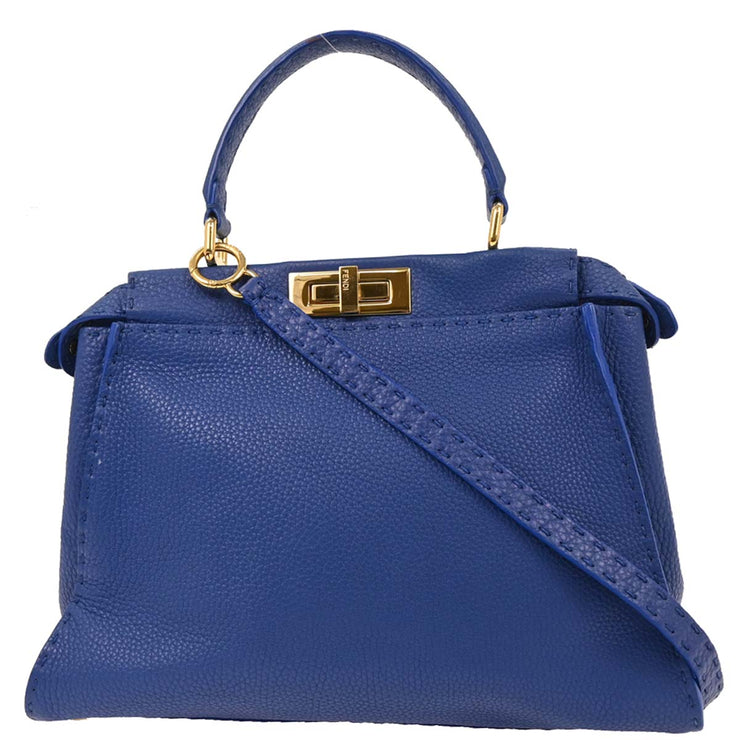 Fendi Blue Leather Peekaboo 2way Handbag 8BN226-8DD-158-0501 166744