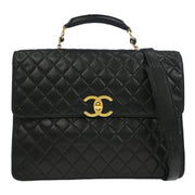 Chanel Black Lambskin 2way Briefcase Handbag 166749