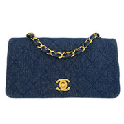 Chanel Blue Denim Turnlock Mini Full Flap Shoulder Bag 166750