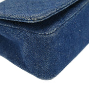 Chanel Blue Denim Turnlock Mini Full Flap Shoulder Bag 166750