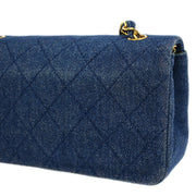 Chanel Blue Denim Turnlock Mini Full Flap Shoulder Bag 166750