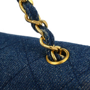 Chanel Blue Denim Turnlock Mini Full Flap Shoulder Bag 166750