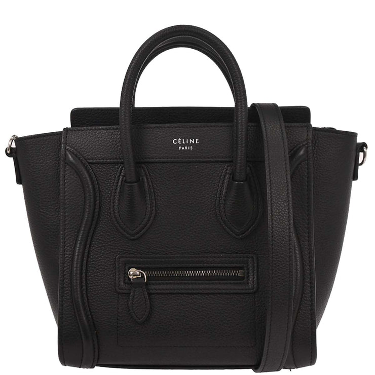 Celine Black Leather Nano Luggage Tote Bag U-AT-0156 U-CU-0156 166753