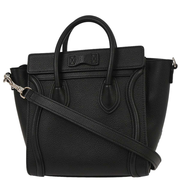 Celine Black Leather Nano Luggage Tote Bag U-AT-0156 U-CU-0156 166753