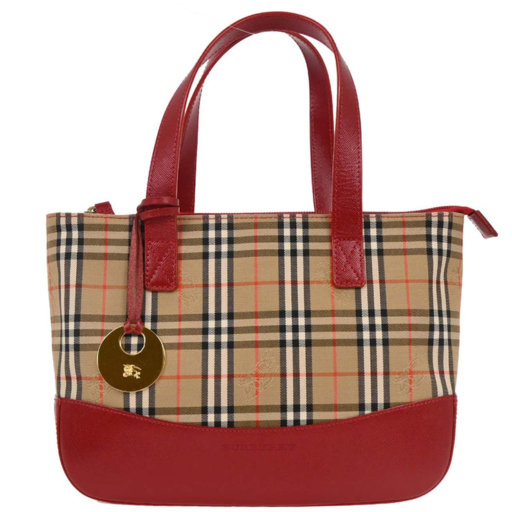 Burberry Beige Red House Check Tote Handbag 166757