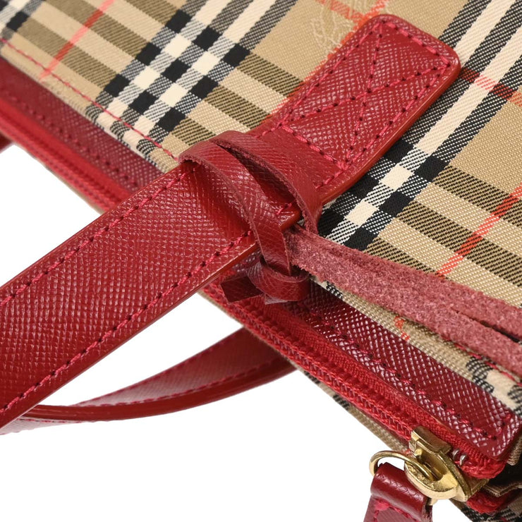Burberry Beige Red House Check Tote Handbag 166757