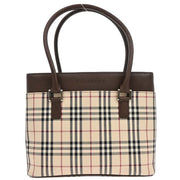 Burberry Beige Brown Burberry Check Tote Handbag 166761