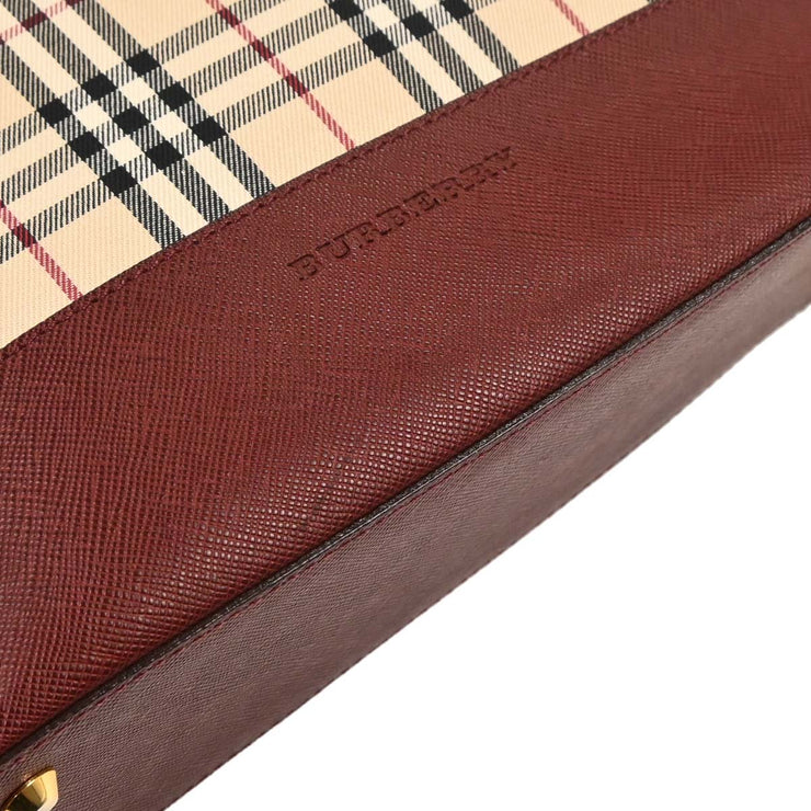 Burberry Beige Bordeaux Burberry Check Shoulder Bag 166764