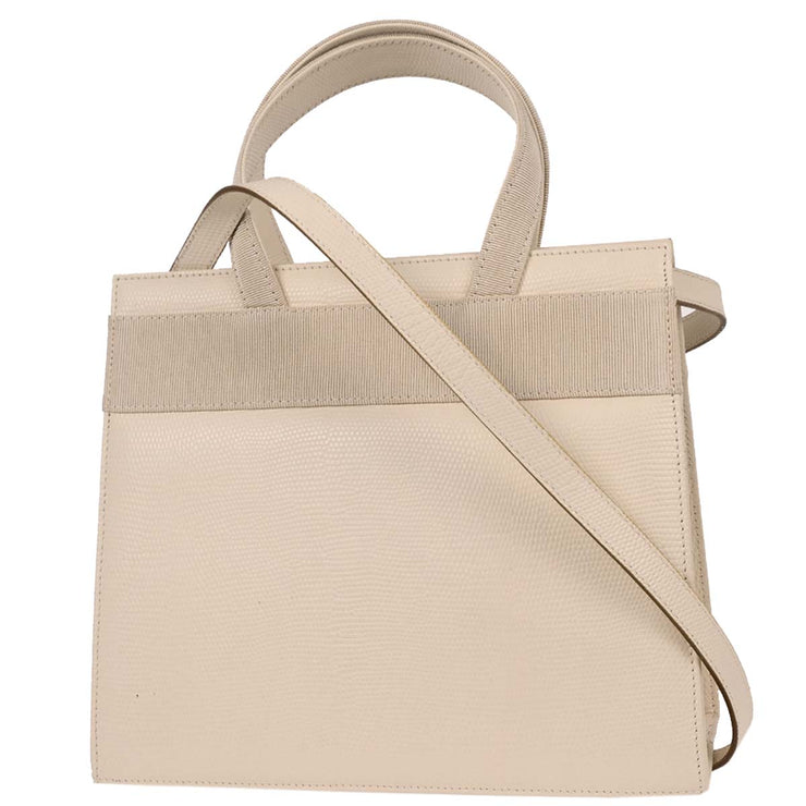 Salvatore Ferragamo White LeaVara Bow 2way Handbag BA214178 166775