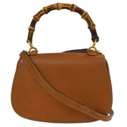 Gucci Brown Pigskin Bamboo 2way Handbag 00020460188 166777