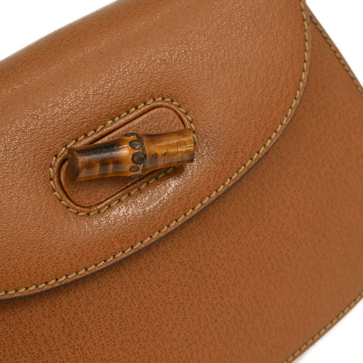 Gucci Brown Pigskin Bamboo 2way Handbag 00020460188 166777