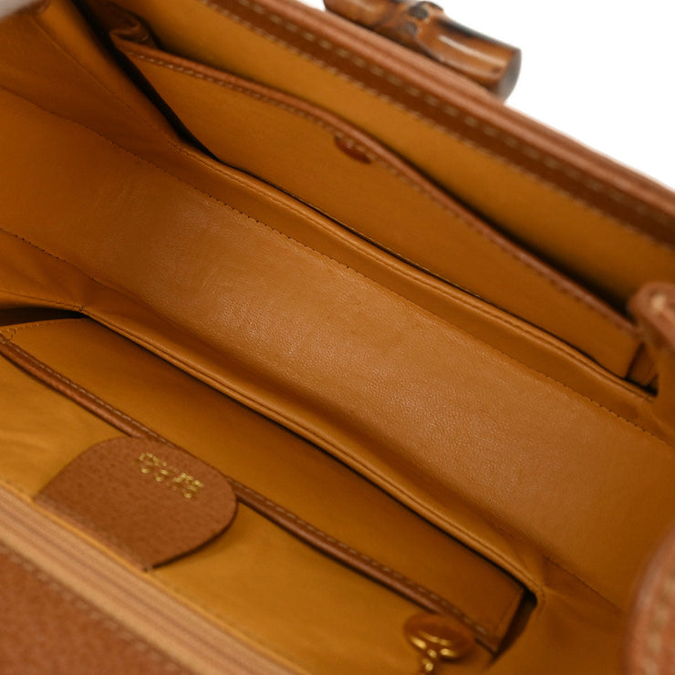 Gucci Brown Pigskin Bamboo 2way Handbag 00020460188 166777