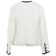 Chanel Single Breasted Collarless Jacket White #44 171669