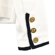 Chanel Single Breasted Collarless Jacket White #44 171669