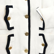Chanel Single Breasted Collarless Jacket White #44 171669