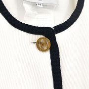 Chanel Single Breasted Collarless Jacket White #44 171669