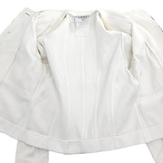 Chanel Single Breasted Collarless Jacket White #44 171669