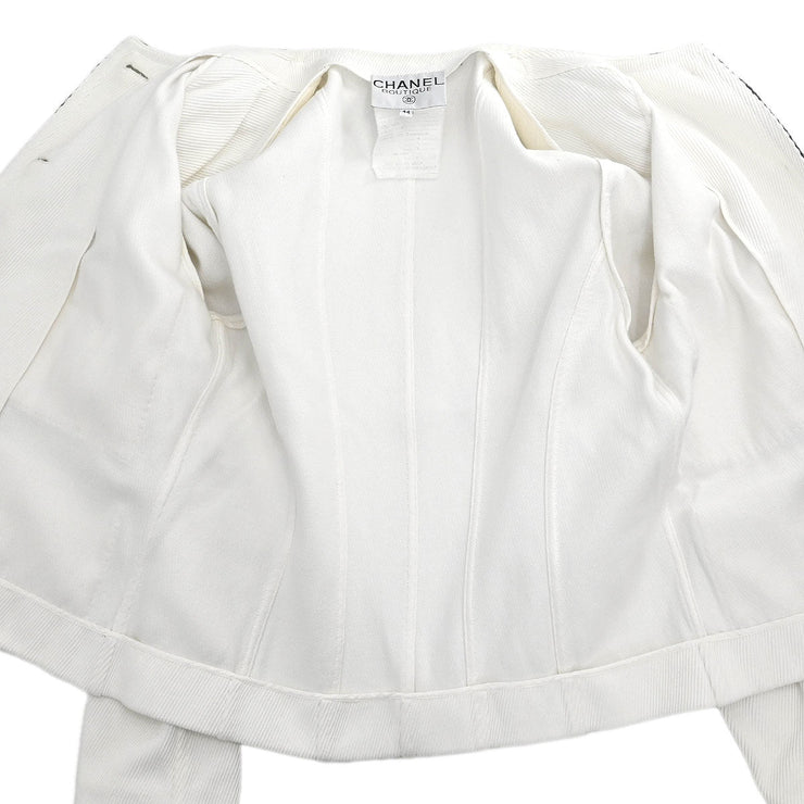 Chanel Single Breasted Collarless Jacket White #44 171669