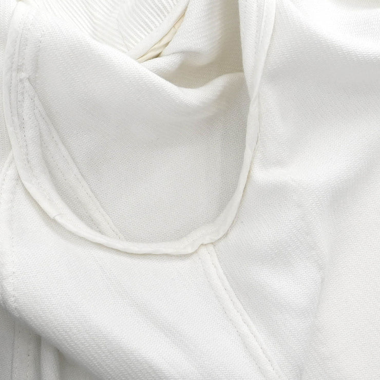 Chanel Single Breasted Collarless Jacket White #44 171669