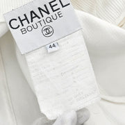 Chanel Single Breasted Collarless Jacket White #44 171669